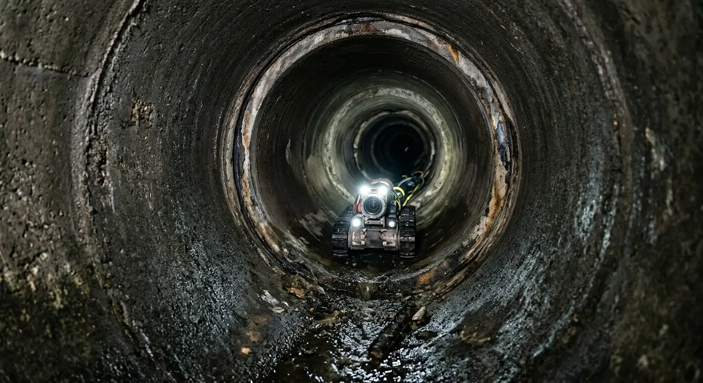 Robotic sewer camera inspecting pipe interior for Drain Snake Service in Yoakum